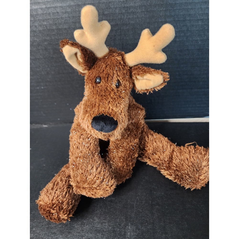 Hallmark Reindeer Plush Brown Shimmer Tinsel Holiday Stuffed Animal Jingle Bell